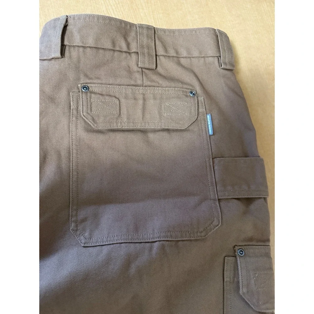 Duluth Trading Co Fleece Lined Cargo Pants Mens 48x34 Brown Relaxed Fit Canvas